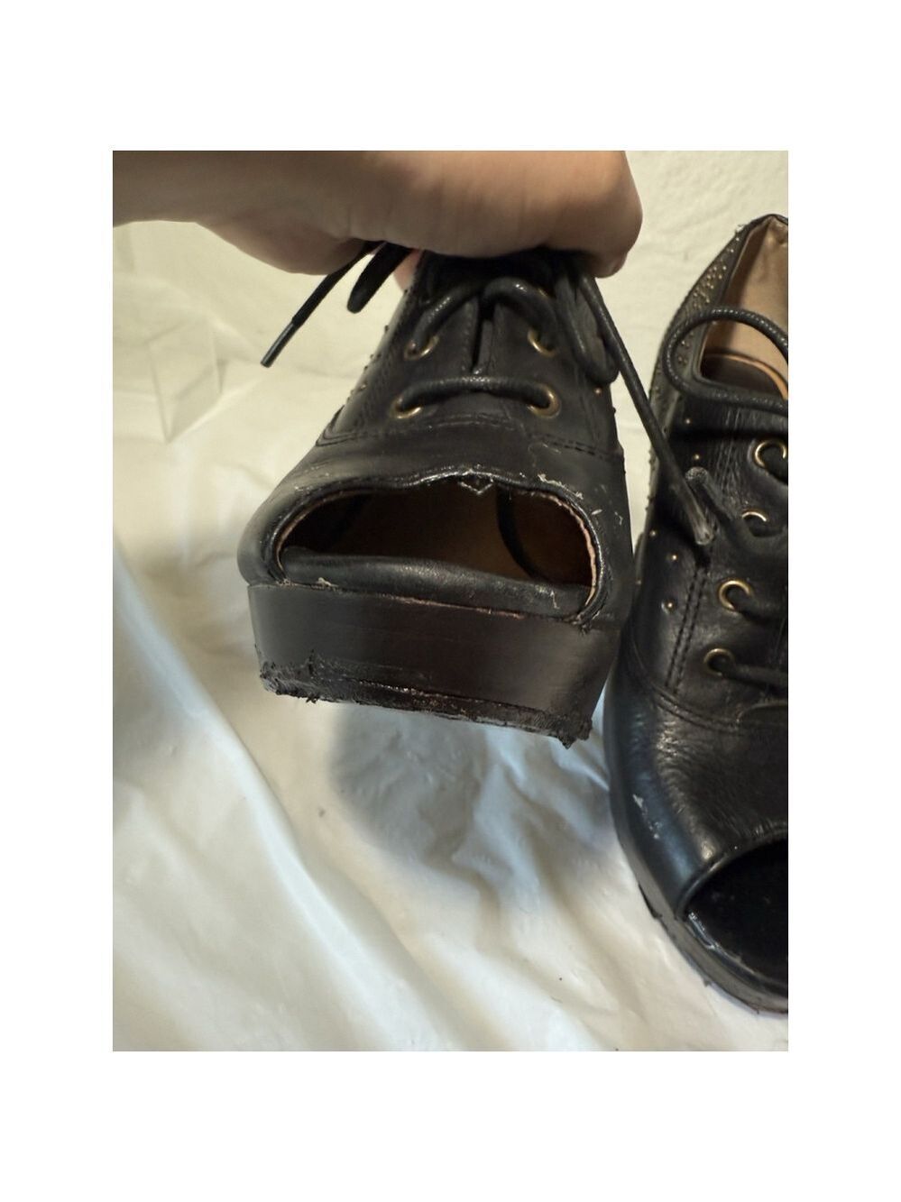 Frye Black Leather Studs Open Toe Chelsea Ankle Booties Size 8M - Picture 12 of 15